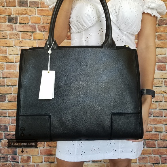 Tory burch ella canvas leather tote black bag - Picture 6 of 8